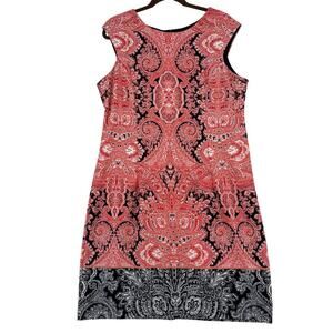 Dress Barn Dress Womens Size 16 Orange Black Paisley Floral Print Sleeveless